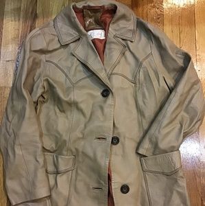 Unisex Vintage Tan Leather Jacket